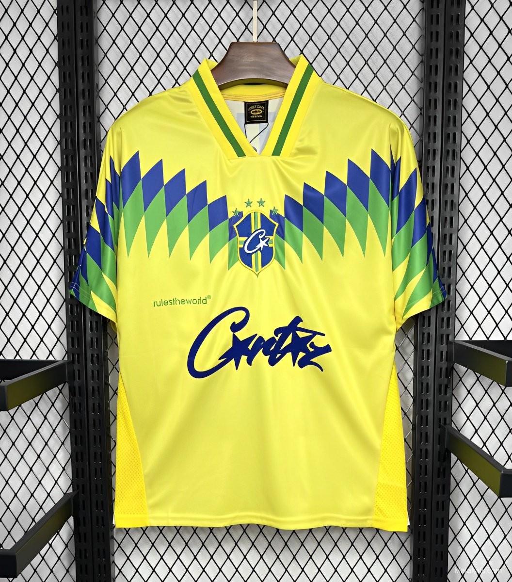 Corteiz Club America Retro Jersey Brasil Geel - OLDMONEYSOCCER