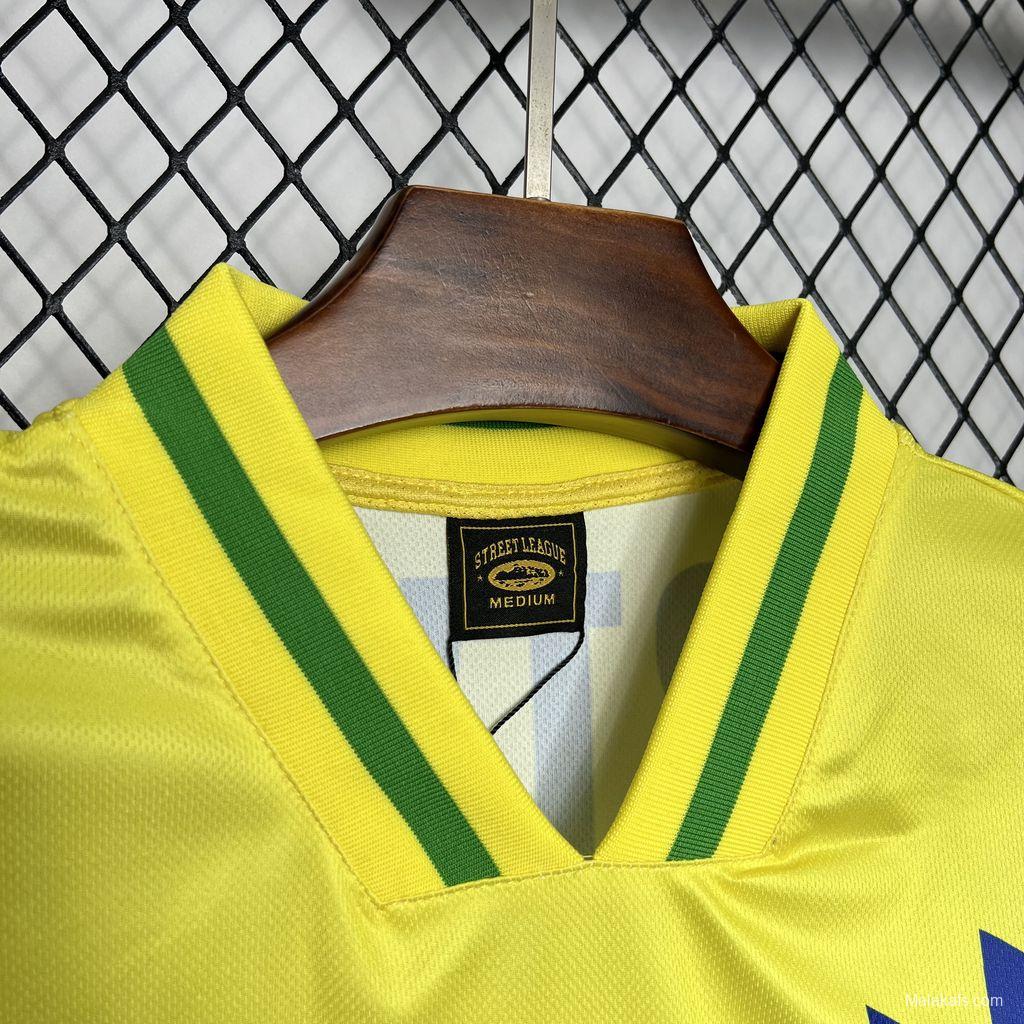 Corteiz Club America Retro Jersey Brasil Geel - OLDMONEYSOCCER