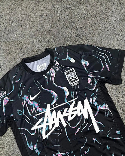 Maillot de football noir édition spéciale Corée x Stussy